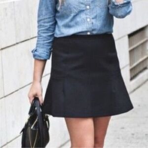 J. Crew Black A line Flounce Mini Skirt NWOT Size 12
